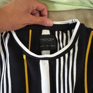 Cactus Black and White Striped Long Sleeve Tee